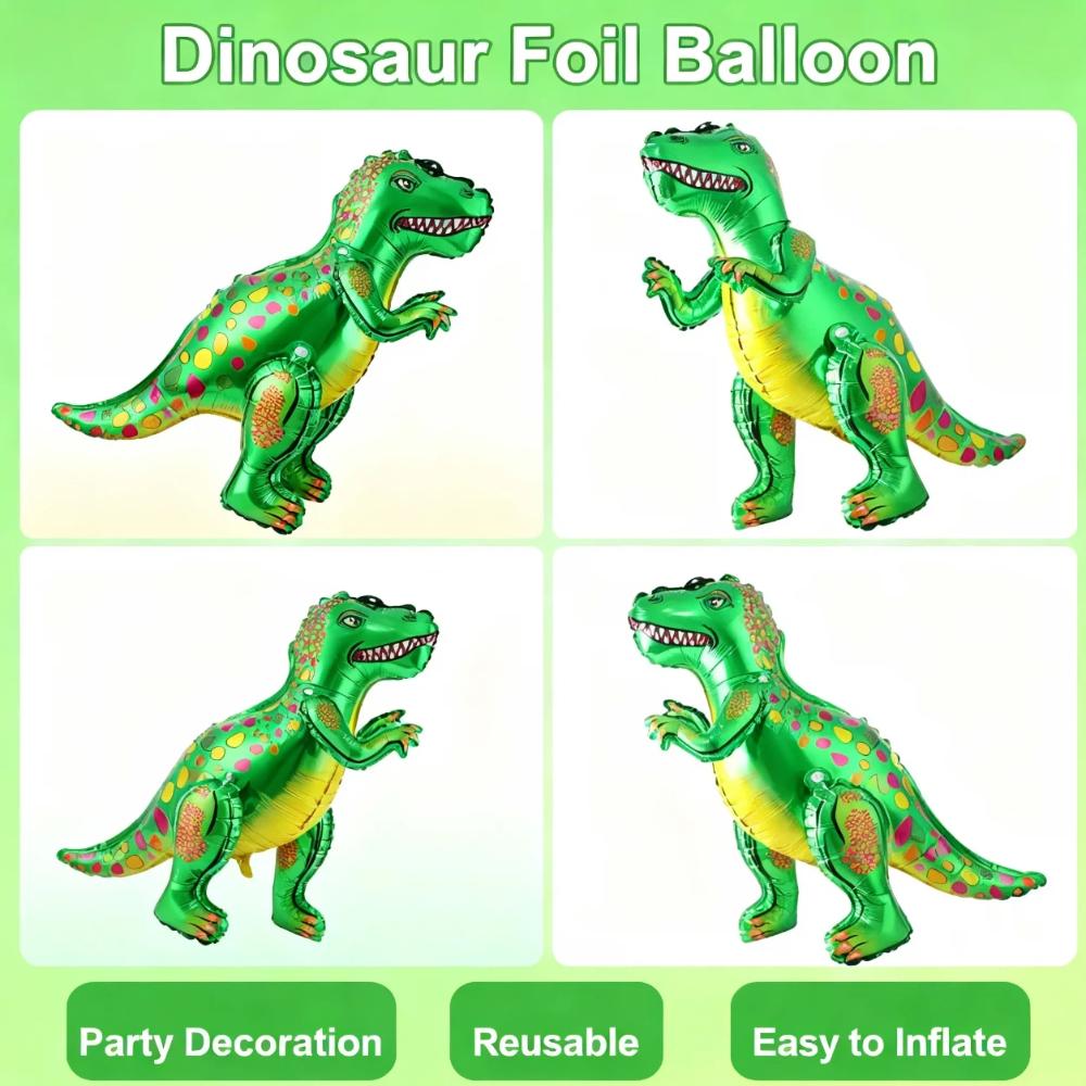 1 pièce Ballons en aluminium Tyrannosaure Rex Énorme Debout 3D Ballon Dinosaure Simulation Décoration Fête d'Anniversaire Thème Jurassique