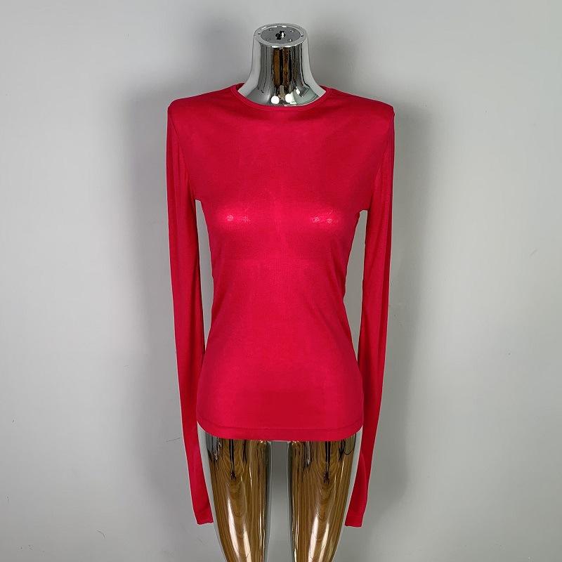 Sexy Kleidung für Damen, weich und leicht verführerisch, Slim Fit und Rundhals-Basishemd, modisches T-Shirt-Oberteil