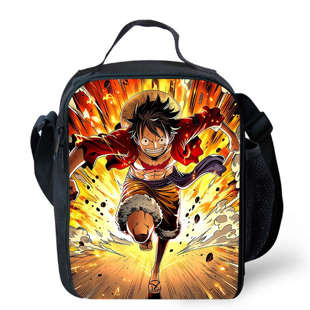 Insulated One Piece Anime Lunch Bag, Lightweight Durable Thermal Cooler Bag for Boys Girls Age 6-10, Ideal for School & Camping