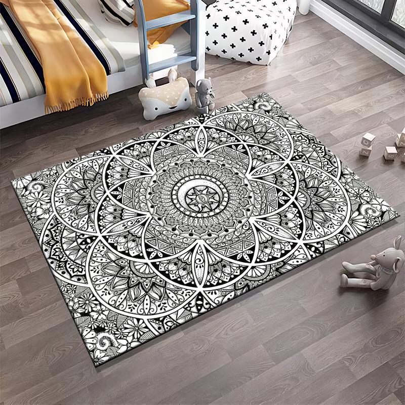 Intricate Mandala Pattern Rug - Non-slip rug suitable for living room and bedroom sofas