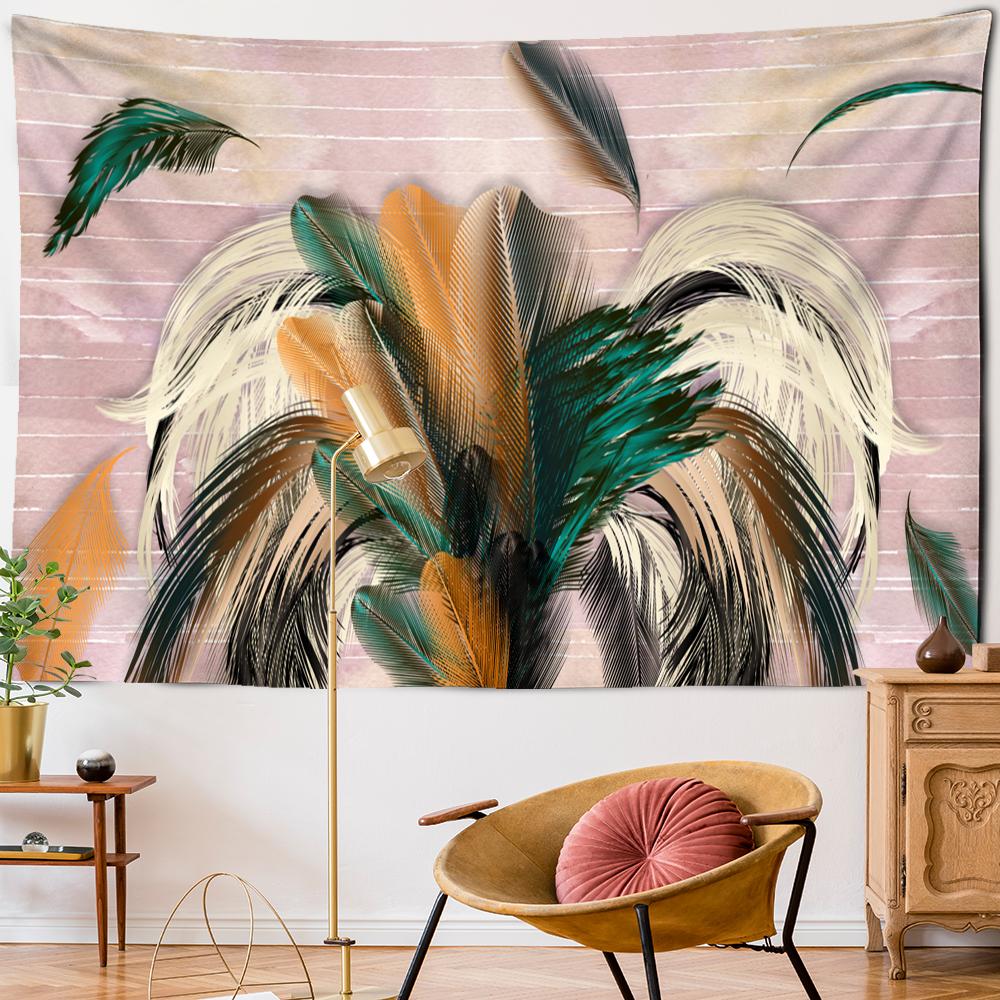 Tapiserie Psychedelică cu Pene Agățată pe Perete Artă Stil Boem Tapiz Hippie Colorat Mister Dormitor Cameră Decor Acasă