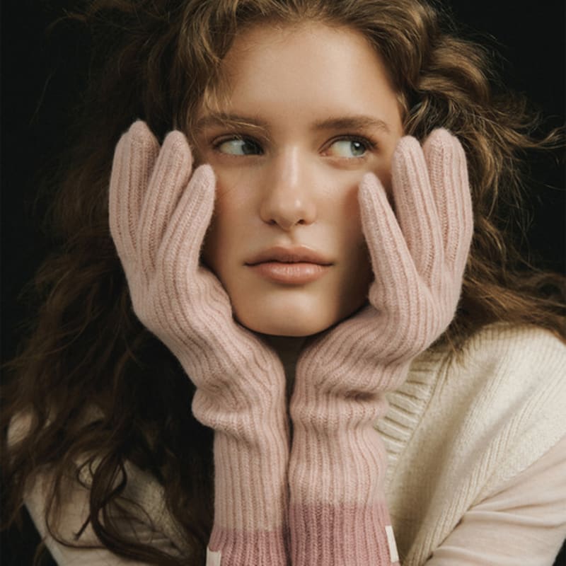 

AVVINA PELLE Кашемірова суміш В язані в рубчик рукавички (8 кольорів) Mint&Cream