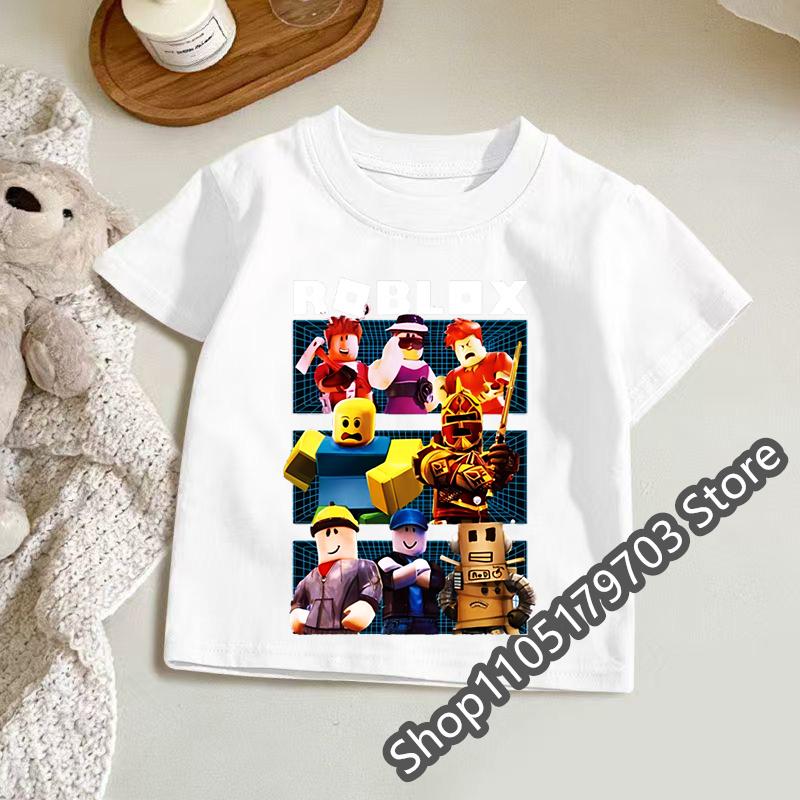 Kids Roblox Summer Print TShirt Colorful Graphic Tee for Gaming Fans Fashionable and Comfortable and Comfortable Childrens Top