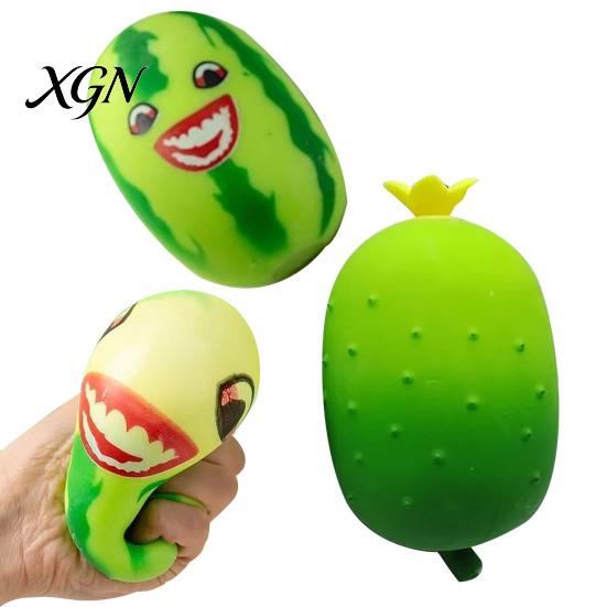 Realistic Vegetable Toy Stress Relief Simulation Cucumber Anti-Anxiety Cartoon Watermelon Squeeze Fidget Stretchy Sensory Office Worker
