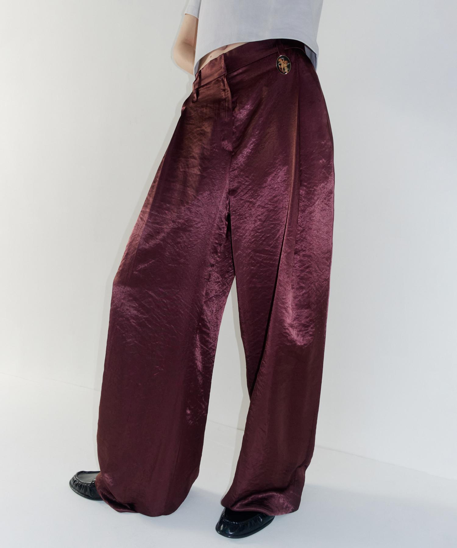 Obeodyupeulleeo Satin Wide Pants_Cherry Brown Cherry