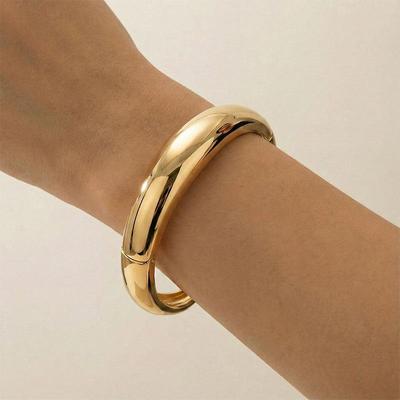Custom Irregular Metal Bracelet for Women: Luxurious Feel, Mirror Polished Alloy Bangle, Stackable Hand Jewelry