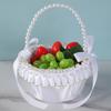 Elegant White And Gold Wedding Decorative Basket For Bridal Ceremonies Parties Decors Durable Fabric Storage Container