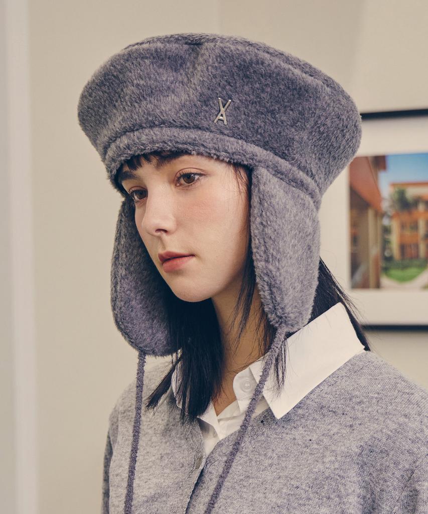 Bajal Va Studded Fly Wool Beret Grey