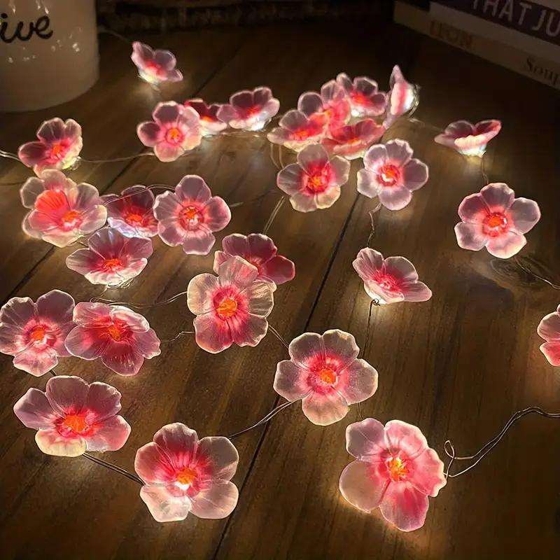1pc 10/20/30LED Cherry Blossom Fairy String Lights Battery Powered For Home Wedding Indoor Holiday Party Festival Decoration