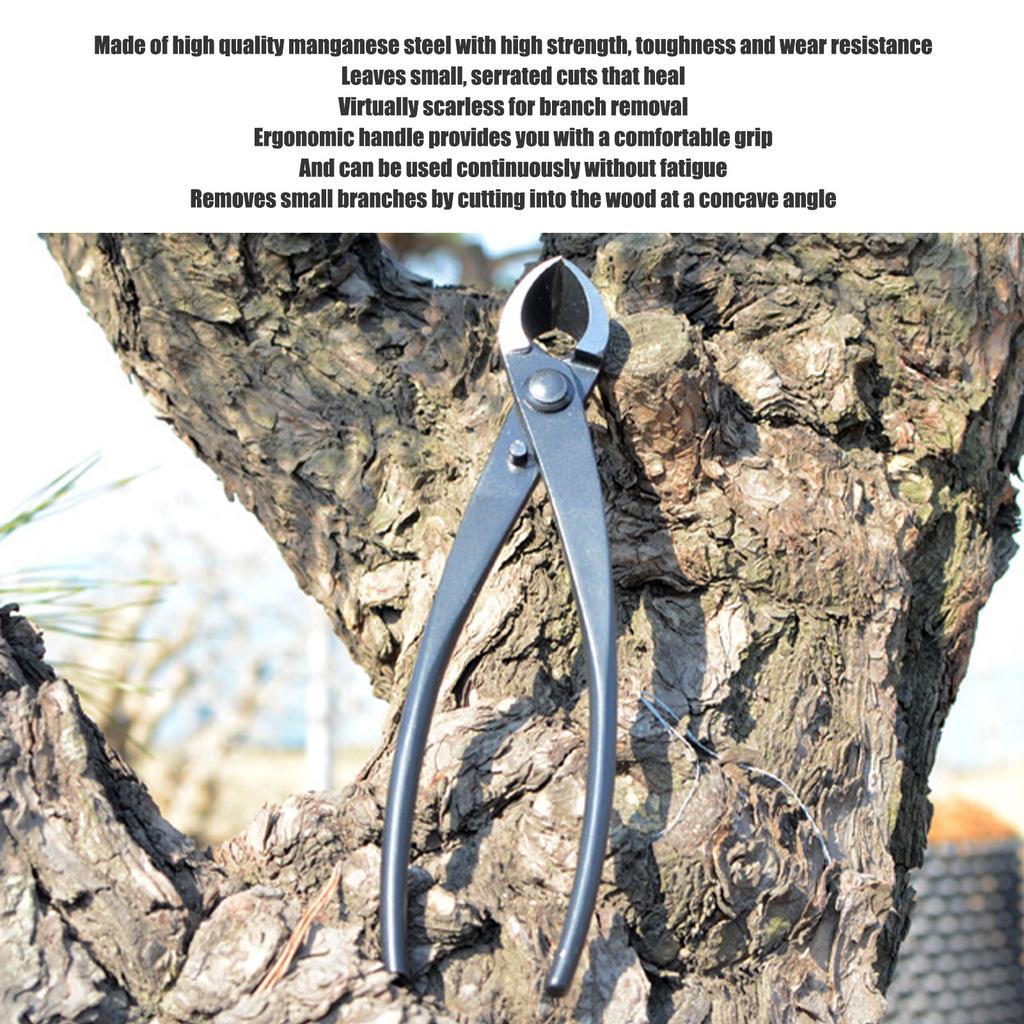 200mm Concave Branch Cutter Diagonal Piers High Strength Manganese Steel Bonsai Tool with Ergonomic Handle for Pruning Small Branches