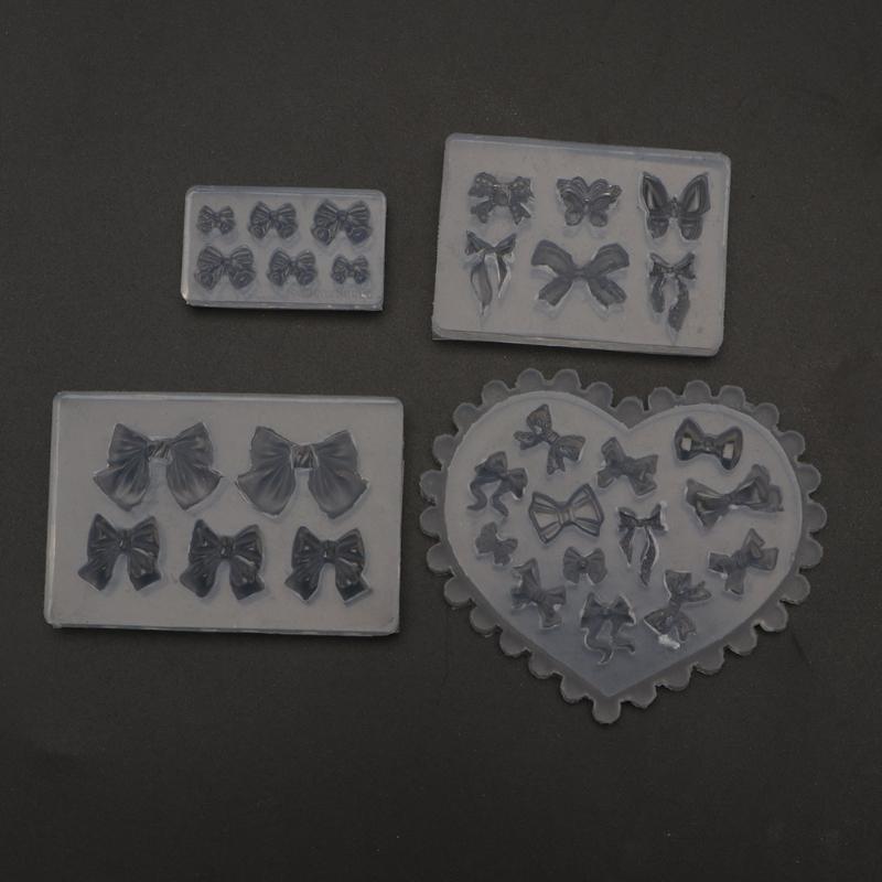 Sculpture Stamping Plate Nails Art Stencils Crystal Epoxy Resin Mold Silicone Nail Carving Mold 3D Mini Bowknot Mould