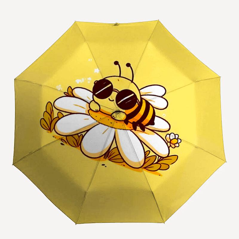 

1pc Bee Flower Automatic Open/close Umbrella, 8-Rib sturdy structure, Portable Travel Umbrella, Parties, Everyday Useb046