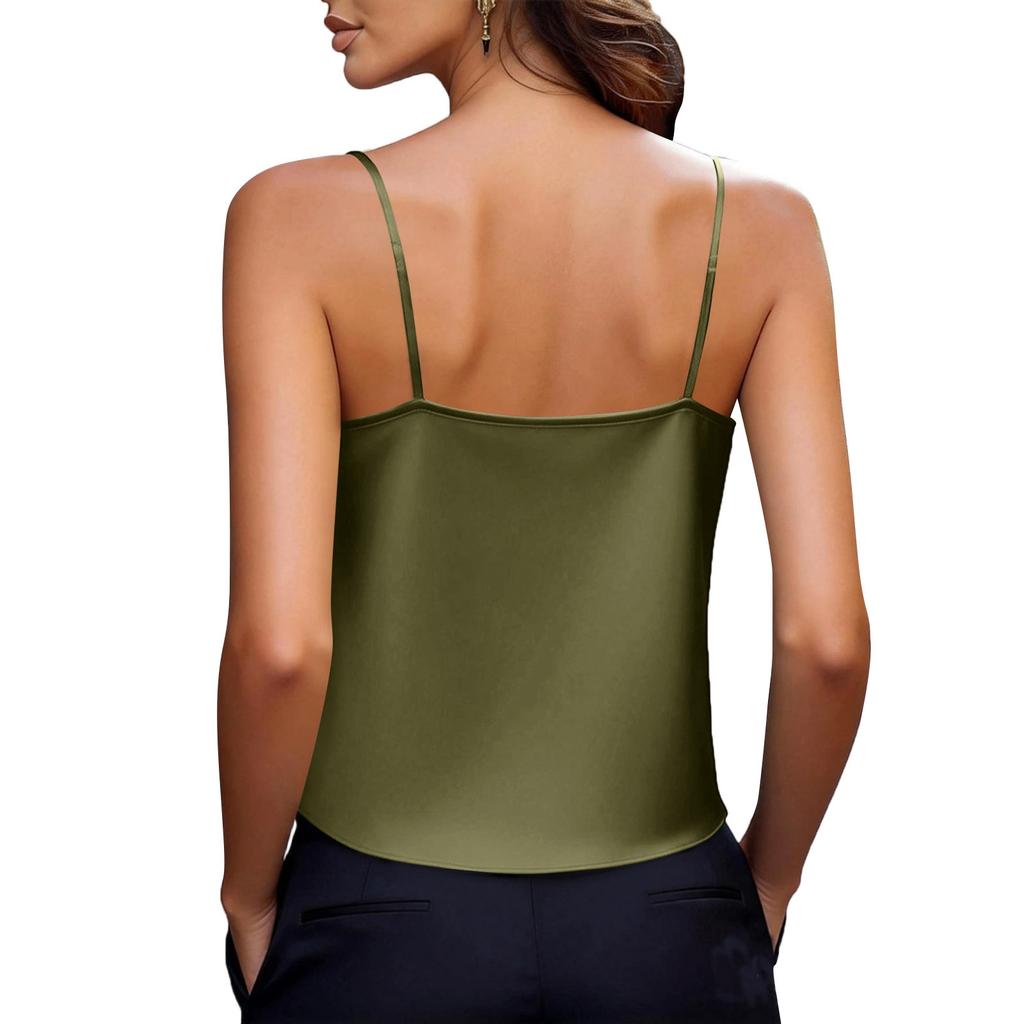 Women's Stylish And Sexy V,neck Sleeveless Camisole T,shirt With A Slim,fit And Backless Design.