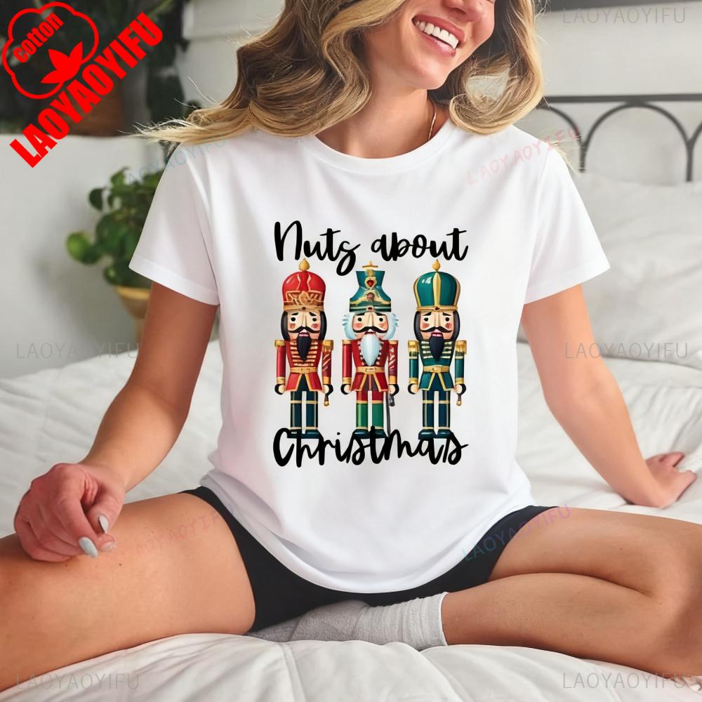 Nuts about Christmas TShirt Nutcracker TShirt Lets Get Crackin Funny Shirt Retro Christmas Nutcracker Tee Women Fashion Tops