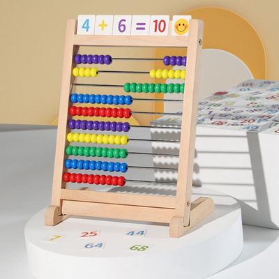 Wooden Abacus for Students - 10 Rows Soroban Frame for Math Teaching, Mental Arithmetic, Addition & Subtraction
