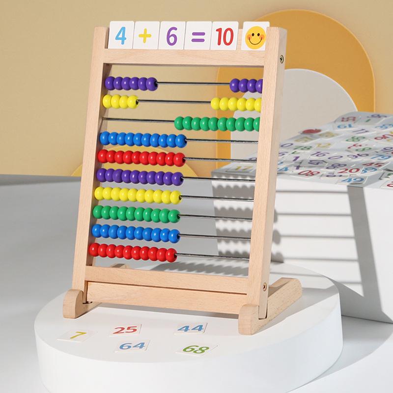 Wooden Abacus for Students - 10 Rows Soroban Frame for Math Teaching, Mental Arithmetic, Addition & Subtraction
