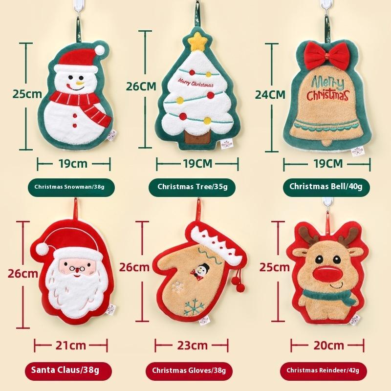 Cute Christmas Cleaning Towel Coral Velvet Hand Towel Snowman Bathroom Hanging Absorbent Dishcloth Soft Cleaning Cloth Rag