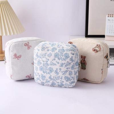Large Capacity Corduroy Travel Storage Bag Durable Dustproof Travel Wash Handbag Cartoon Corduroy Makeup Bag