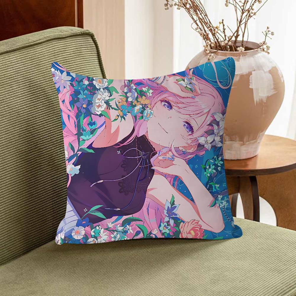 M-Megurine Luka Office Cushion Pillowcase Car Cushion Cover45X45CM Lumbar Pillowcase Sofa Pillowcover