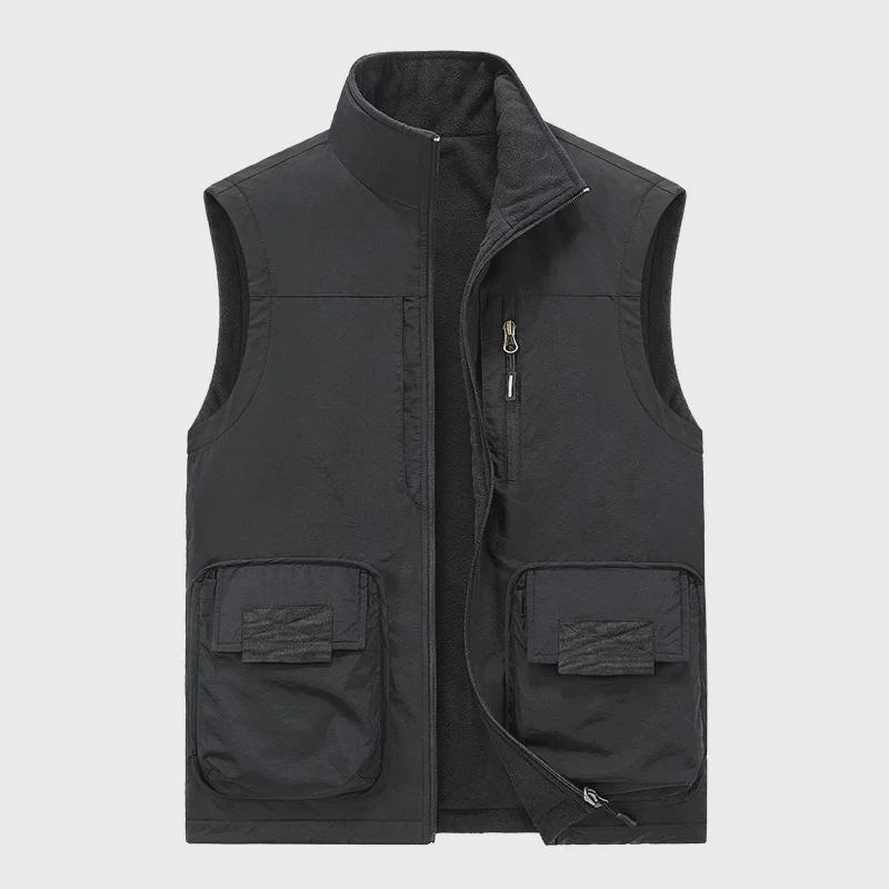 Men's Double-Sided Polar Fleece Vest - Windproof, Warm, and Plush for Autumn/Winter Outdoor Activities
