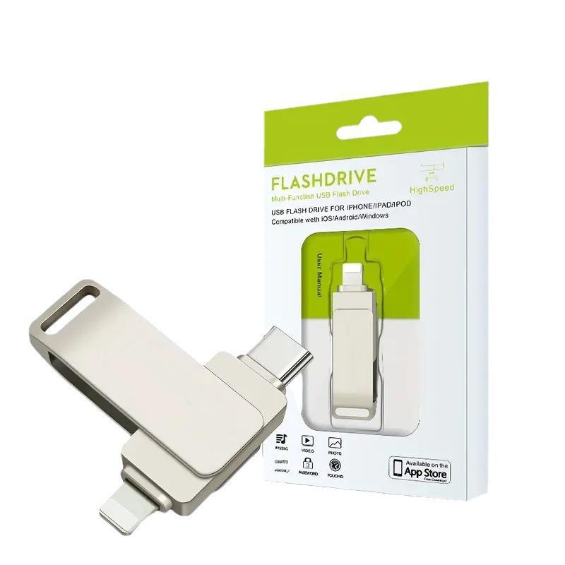 1TB Dual Interface Type-C Metal Rotating USB Flash Drive, Compatible with Apple Phones.