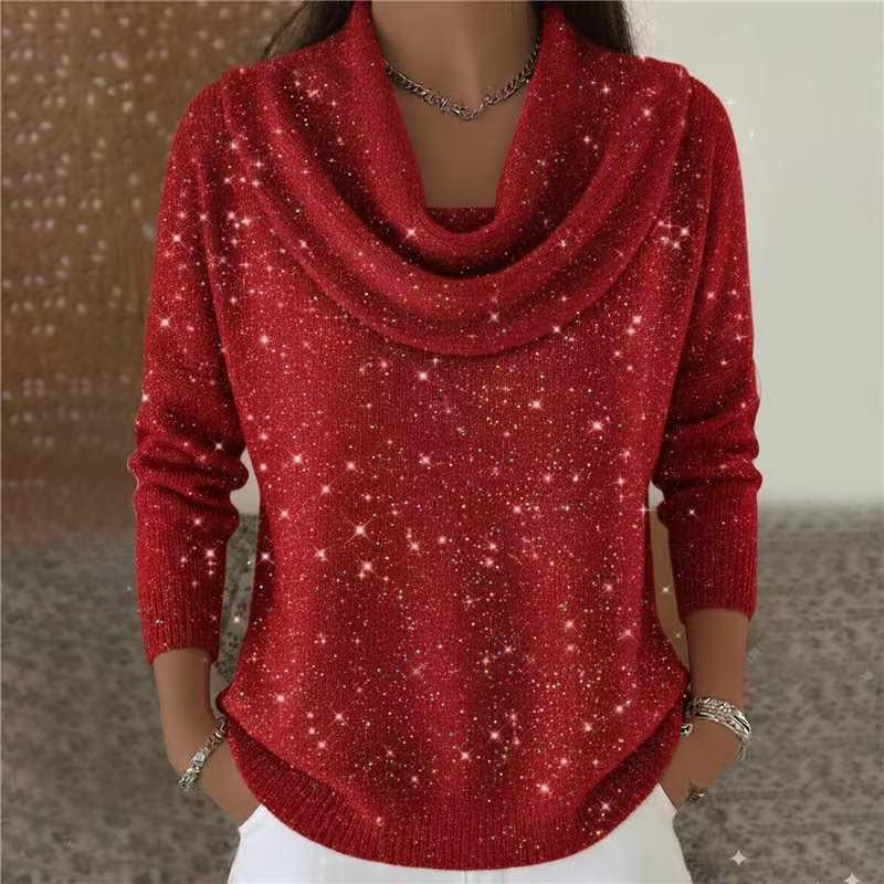 In-Stock 2025 Sequin Shiny Loose Knit Sweater for Autumn/Winter