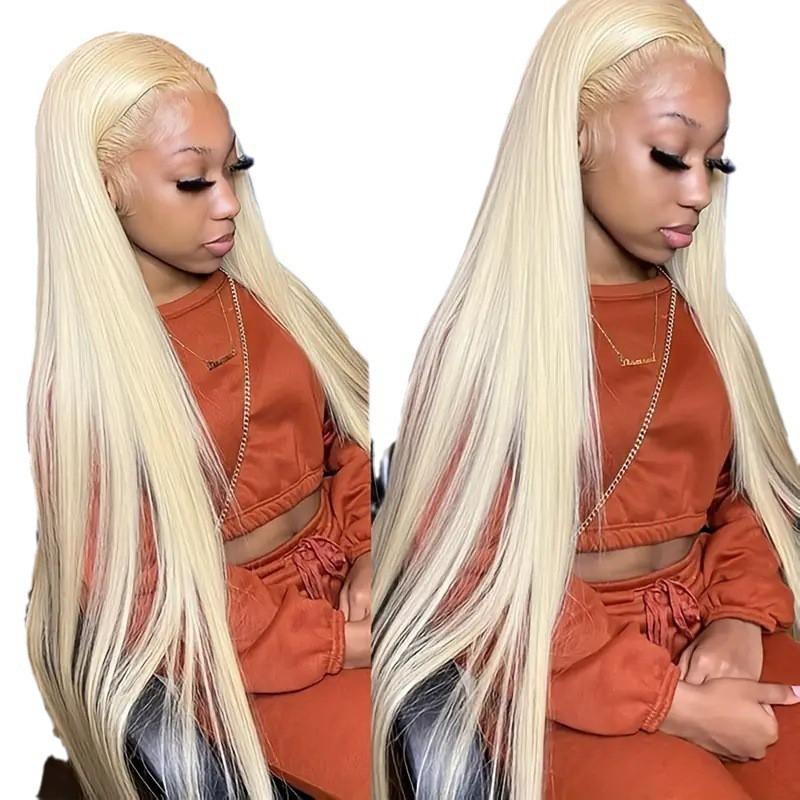 Lace Front Wig With Middle Part Long Straight Synthetic Hair Women Heat Resistant Fiber Natural Look Various Lengths Colors