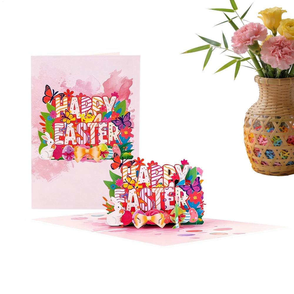 3D Easter Greeting Cards 3D Holiday Egg And Bunny Paper Keepsake Easter Heartfelt Message Card For Teachers Friends Family Wife