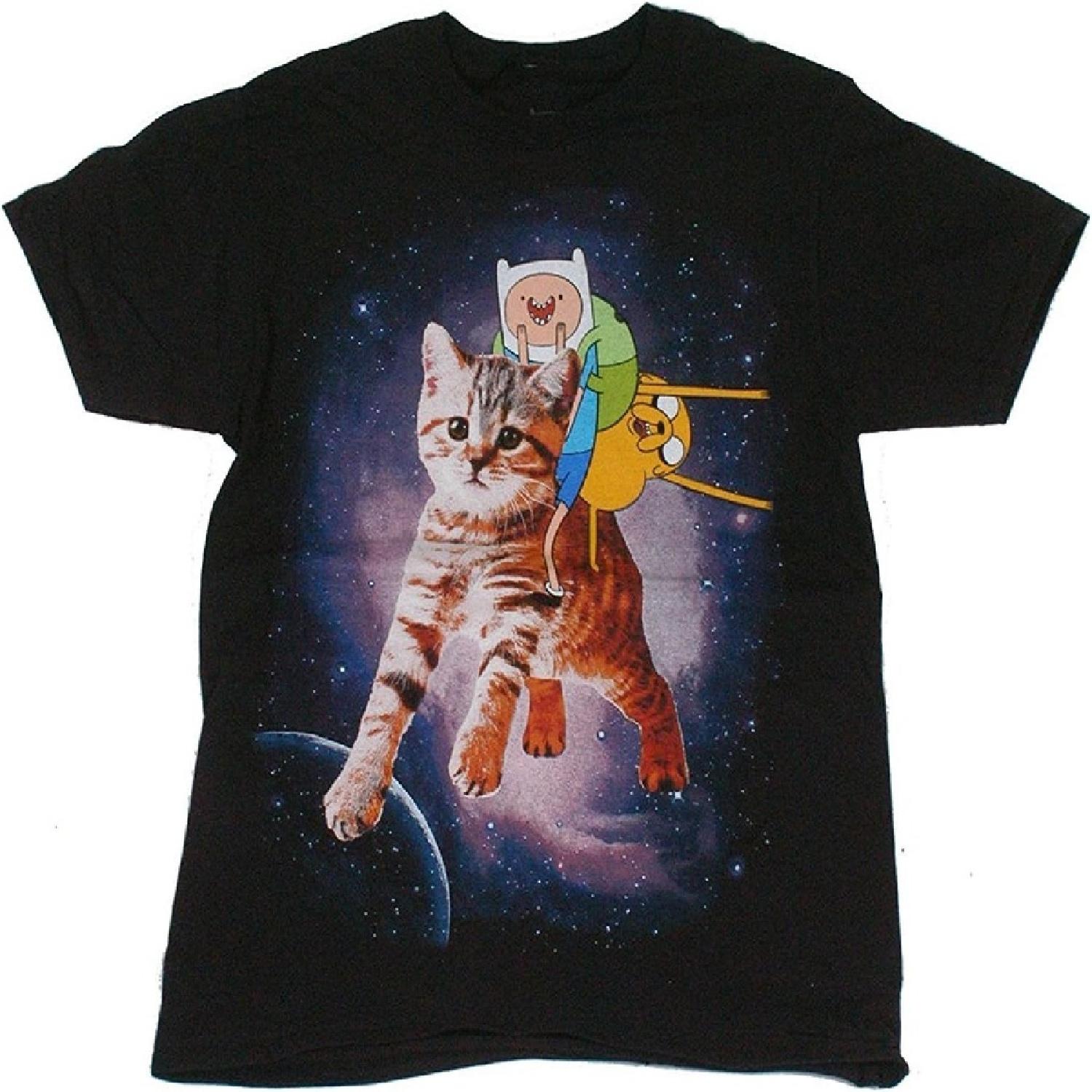 Время приключений Финн Джейк Космическая Мужская Футболка, Черная (XL) S