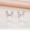 Huitan Minialist Imitation Pearl Stud Earrings for Women Antler Shaped Cute Jewelry for Christmas Trendy Festival AccessoriesGood Product