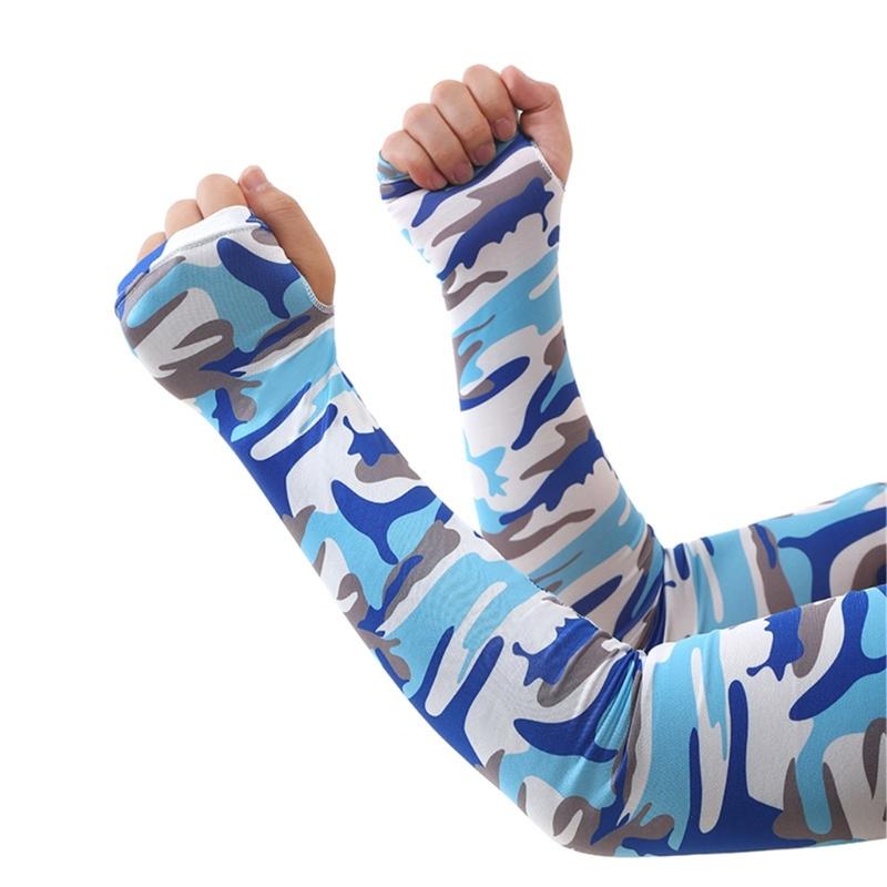 Camouflage Cooling Arm Sleeves All Age Sun Protective Arm Covers Outdoor Activity Ice Silk Arm Protectors for Cycling