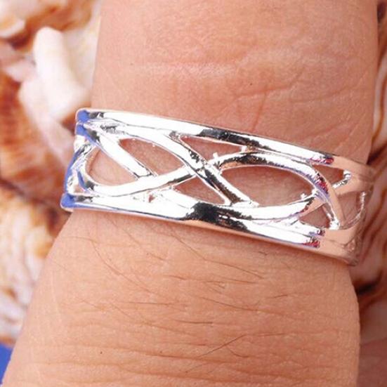 10 Stück verstellbare, versilberte, offene Schmuck-Zehenringe für Frauen, Partygeschenk