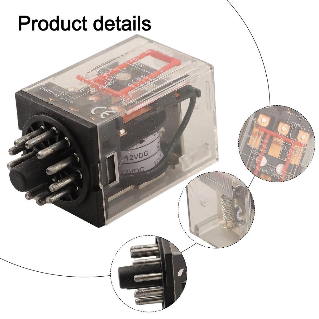 10A 250VAC Relay 11 Pin Relay For Electronic Projects Automatic Control Communication High Temperature Resistance Remote Control