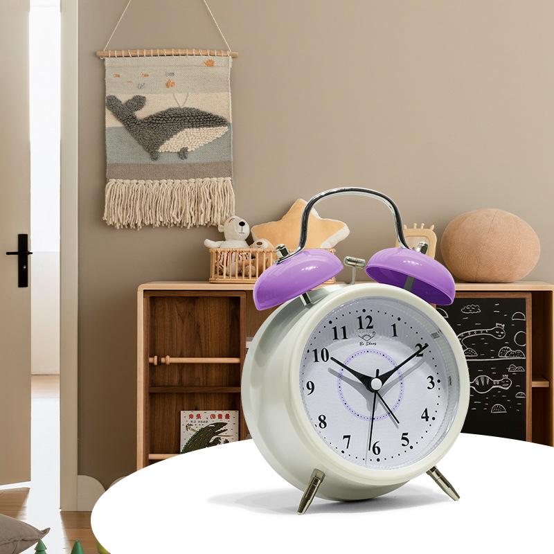 Alarm Clock, Wake-up Artifact for Students and Children, Metal Ringing Bell, Silent, Powerful Color Luminous Table Clock