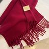 100% Wool Winter Luxury Cashmere Women Solid Scarf Warm Shawl and Wrap Bandana Pashmina Long Tassel Female Foulard Thick Blanket