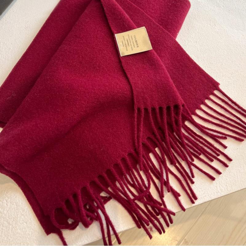 100% Wool Winter Luxury Cashmere Women Solid Scarf Warm Shawl and Wrap Bandana Pashmina Long Tassel Female Foulard Thick Blanket