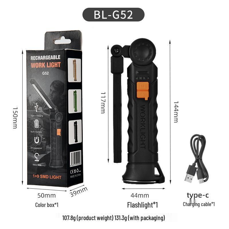 USB Multifunctional COB Magnetic Auto Repair Flashlight with Warning Light