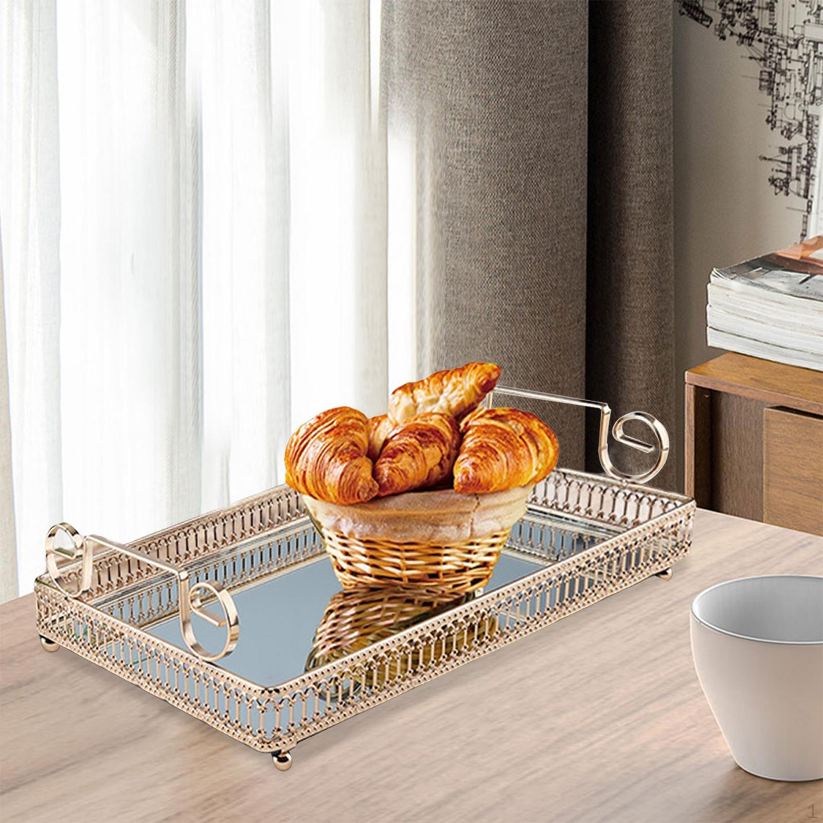 

Декоративный поднос с зеркалом, прямоугольный поднос для кофе, для фруктов, шоколадной выпечки L