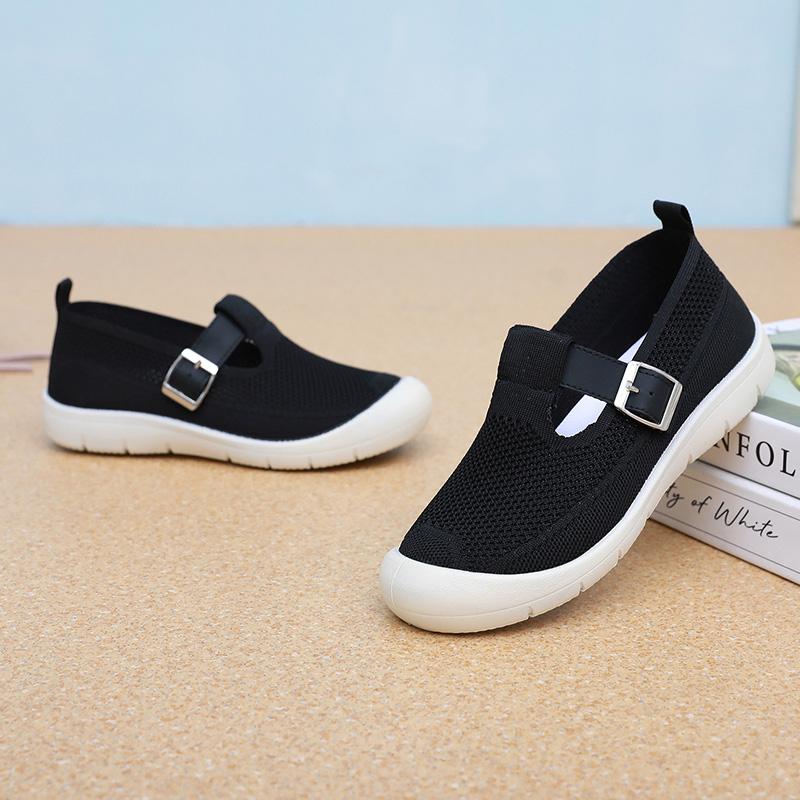 

Фиолетовые женские повседневные сетчатые слипоны, хлопковые туфли в пекинском старом стиле, удобные, на низком каблуке, летний сезон, унисекс, закрывающие щиколотку 35 чёрный