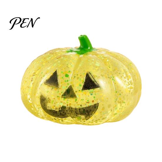 Tension Relieving Squeeze Toy Halloween Glitter Pumpkin Stress Ball, Head for Focus Improvement Sensory Tools Relief, Creepy Fidget Party Favors TPR