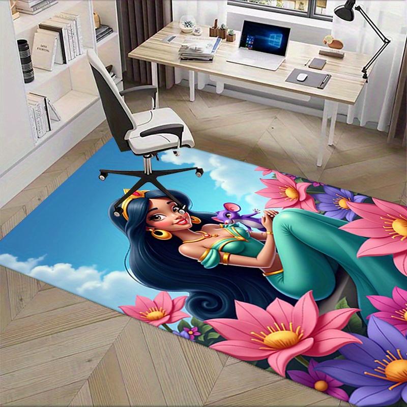 3D Printed Princess,Jasmine,Garden Anti-Slip Rug - Machine Washable Office Rug for Living Room, Bedroom, Office - Multiple Sizes