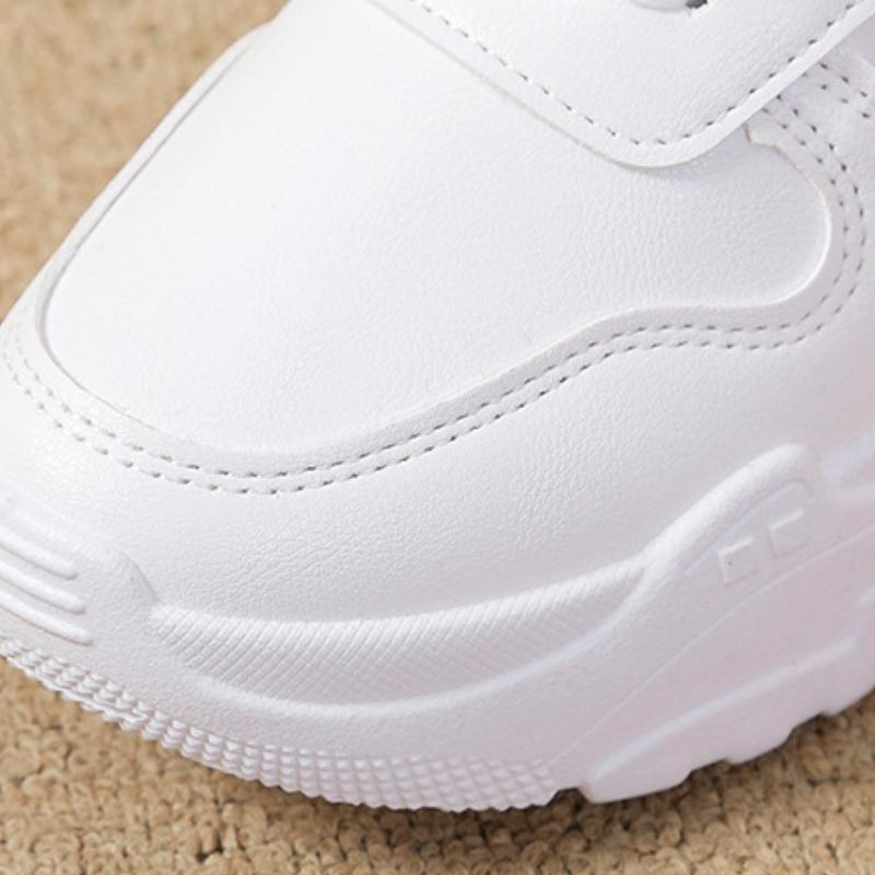 Damskor Casual High-Top Sneakers - Mångsidig Snörning, Tjock Sula, Halkfri Gummisula, Andningsbart PU-övermaterial för Alla Säsonger