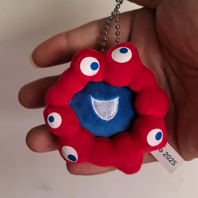 Expo Osaka Red Blood Cell Myaku-Myaku Soft Plush Keychain Student Schoolbag Zipper Handbag Hanging Decoration Easter Gift