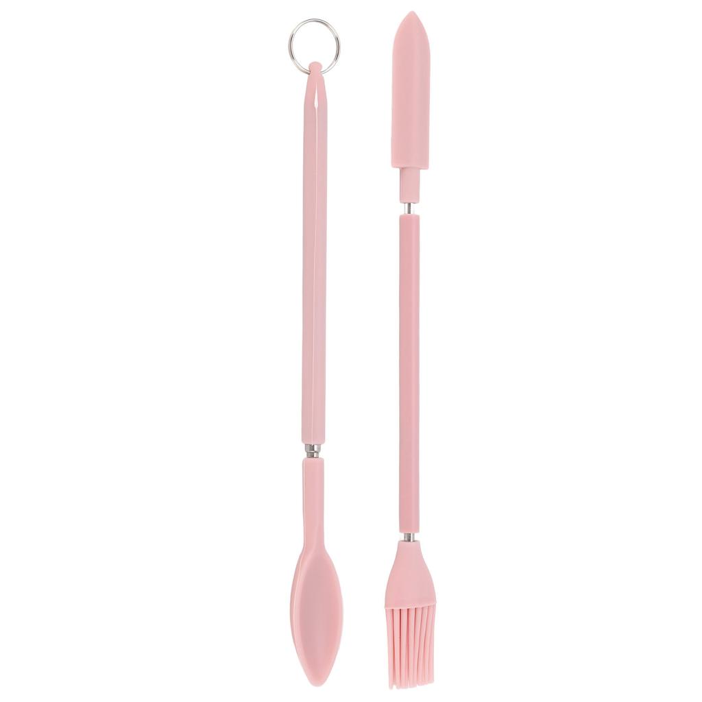Telescopic Silicone Spatula Pink Reusable Jar Scraper Retractable Mini Makeup Spatula Spoon Set for Cosmetics
