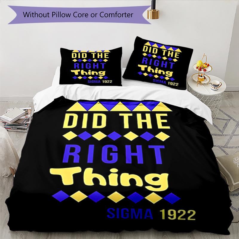 3pcs Sigma SGR Gamma Rho Pattern Bedding Set Duvet Cover Set Includes Duvet Cover &pillowcases, Perfect All Season Bedroom Decoration & Gift