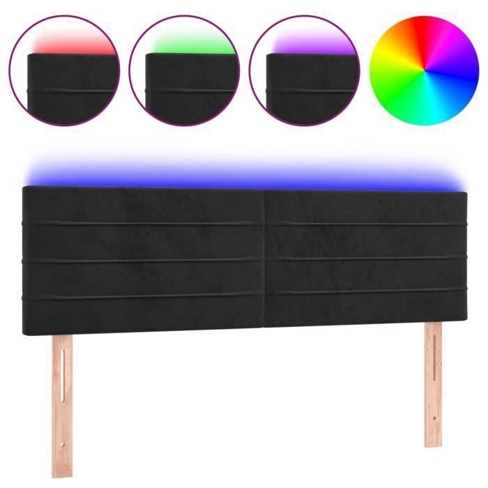 VidaXL Tête de Lit à LED Meuble de Chambre à Coucher Accessoire de Lit Double Tête de Cadre de Lit Intérieur Noir 3121802