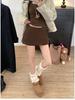 Women's Versatile Woolen Skirt Pants with Side Zipper - Stylish, Slimming, Two-Wear Design for Spring, Autumn, and Winter