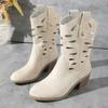 Damen Schuhe 2025 Heißer Verkauf Slipper Damenstiefel Mode Ausgehöhlt Moderne Stiefel Damen Sexy Spitz Zehen Übergröße Mid-Calf Stiefel
