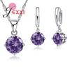 Hot Sale 8 Colors Shining Crystals 925 Sterling Silver Necklace Earrings Jewelry Sets Fashion Accessories Women Wedding