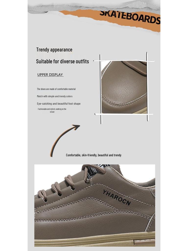 2025 Frühling Herren Atmungsaktive Leder Arbeitskleidung Sneaker - Trendig, Vielseitig, Dicksohlige Freizeitschuhe